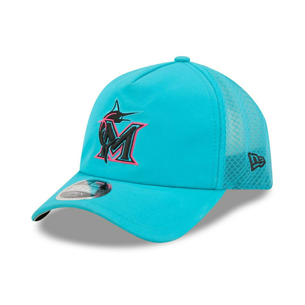 Miami Marlins 2026 MLB City Connect 9FORTY APEX Trucker Cap Teal Taass sale