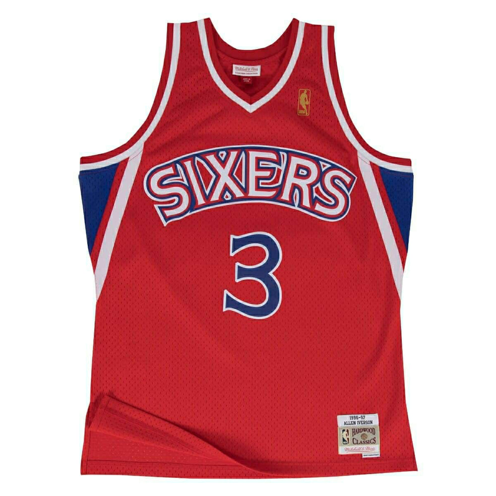Allen Iverson #3 Philadelphia 76ers 1996-97 Swingman NBA Jersey Red Taass for sale