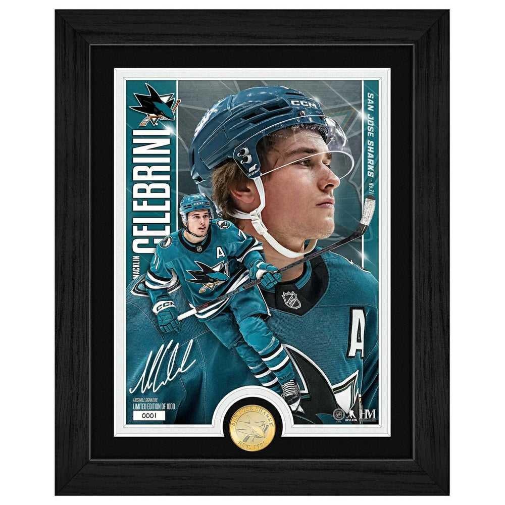 Macklin Celebrini San Jose Sharks Artist Proof Bronze Coin NHL Photo Frame Taass for sale