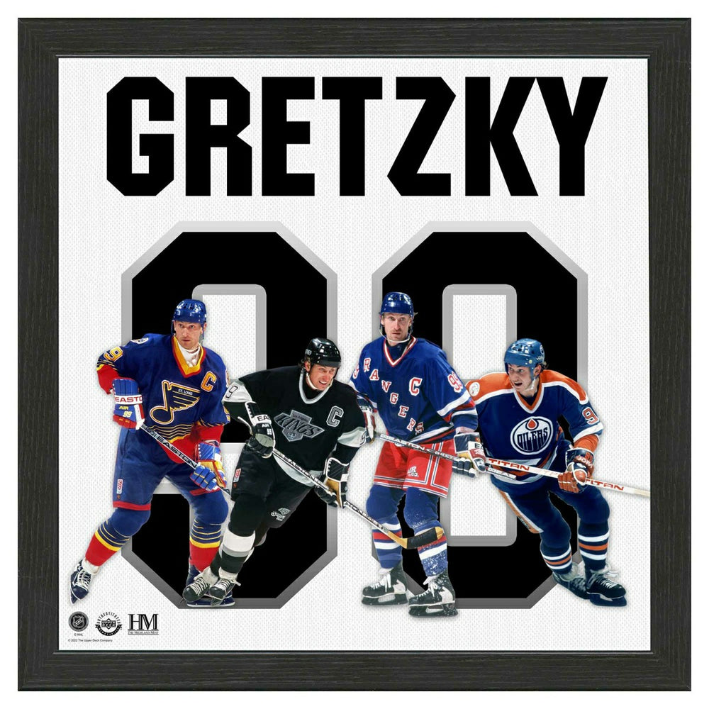 Wayne Gretzky #99 Team History Impact Jersey Framed NHL Photo Classic