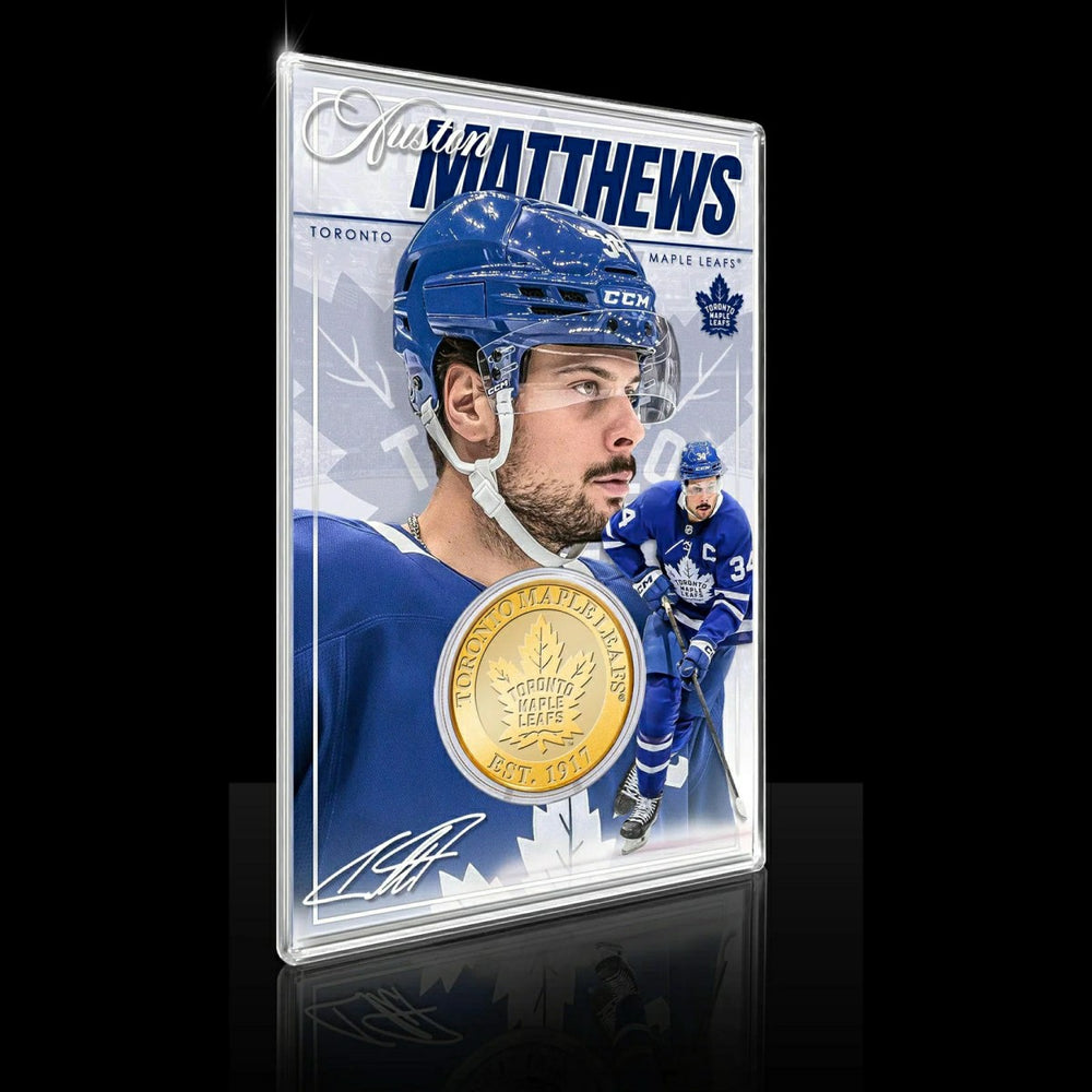 Auston Matthews Toronto Maple Leafs Acrylic Bronze Coin Holder Lifestyle