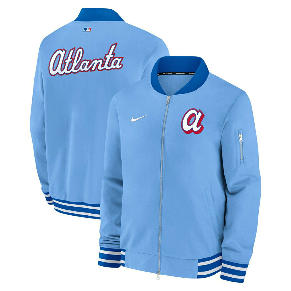 Atlanta Braves City Connect 2026 MLB Authentic Dugout Bomber Jacket Blue Lifestyle