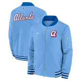 Atlanta Braves City Connect 2026 MLB Authentic Dugout Bomber Jacket Blue Lifestyle