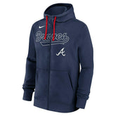 Atlanta Braves Knockout Script MLB Full-Zip Hoodie Navy Taass for sale