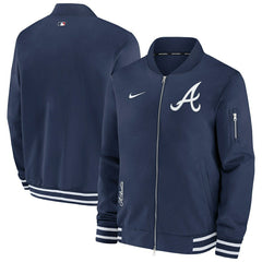 Atlanta Braves 2024 MLB Authentic Collection Nike Bomber Jacket Navy Taass for sale