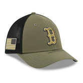 Boston Red Sox 2026 MLB Armed Forces 39THIRTY M-Crown Flex Cap Olive Lifestyle