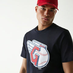 Cleveland Guardians Team Logo New Era MLB T-Shirt Navy Classic