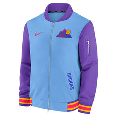 Colorado Rockies City Connect 2026 MLB Authentic Dugout Bomber Jacket Blue Fashion