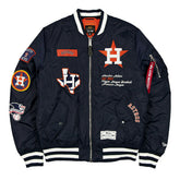 Houston Astros Alpha Industries MA-1 MLB Bomber Jacket Navy Taass sale