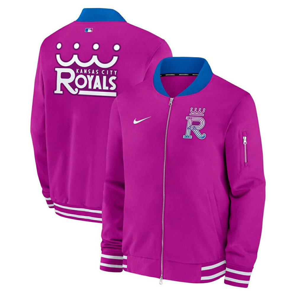 Kansas City Royals City Connect 2026 MLB Authentic Dugout Bomber Jacket Purple Taass US