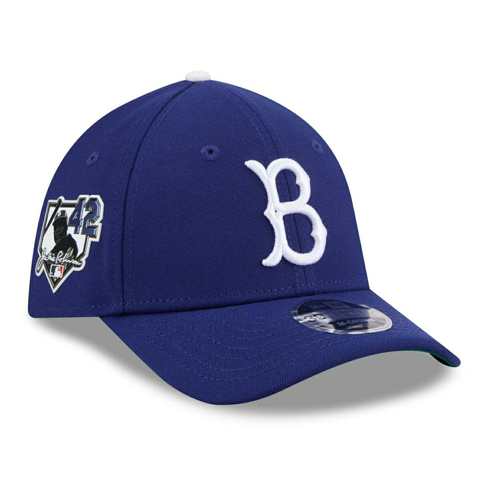 Brooklyn Dodgers 2026 Jackie Robinson Day 39THIRTY M-Crown Flex Cap Blue Lifestyle