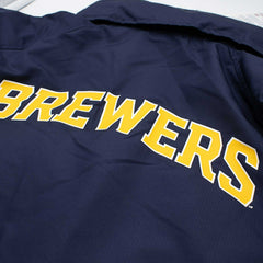 Milwaukee Brewers MLB Quarter Zip Windbreaker Jacket Navy Fashion