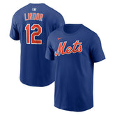 Francisco Lindor #12 New York Mets Player MLB T-Shirt Blue Lifestyle