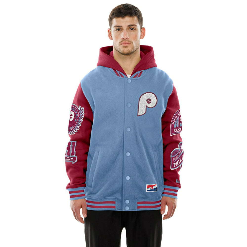 Philadelphia Phillies Cooperstown Full Snap Patch Jacket Blue/Red Lifestyle