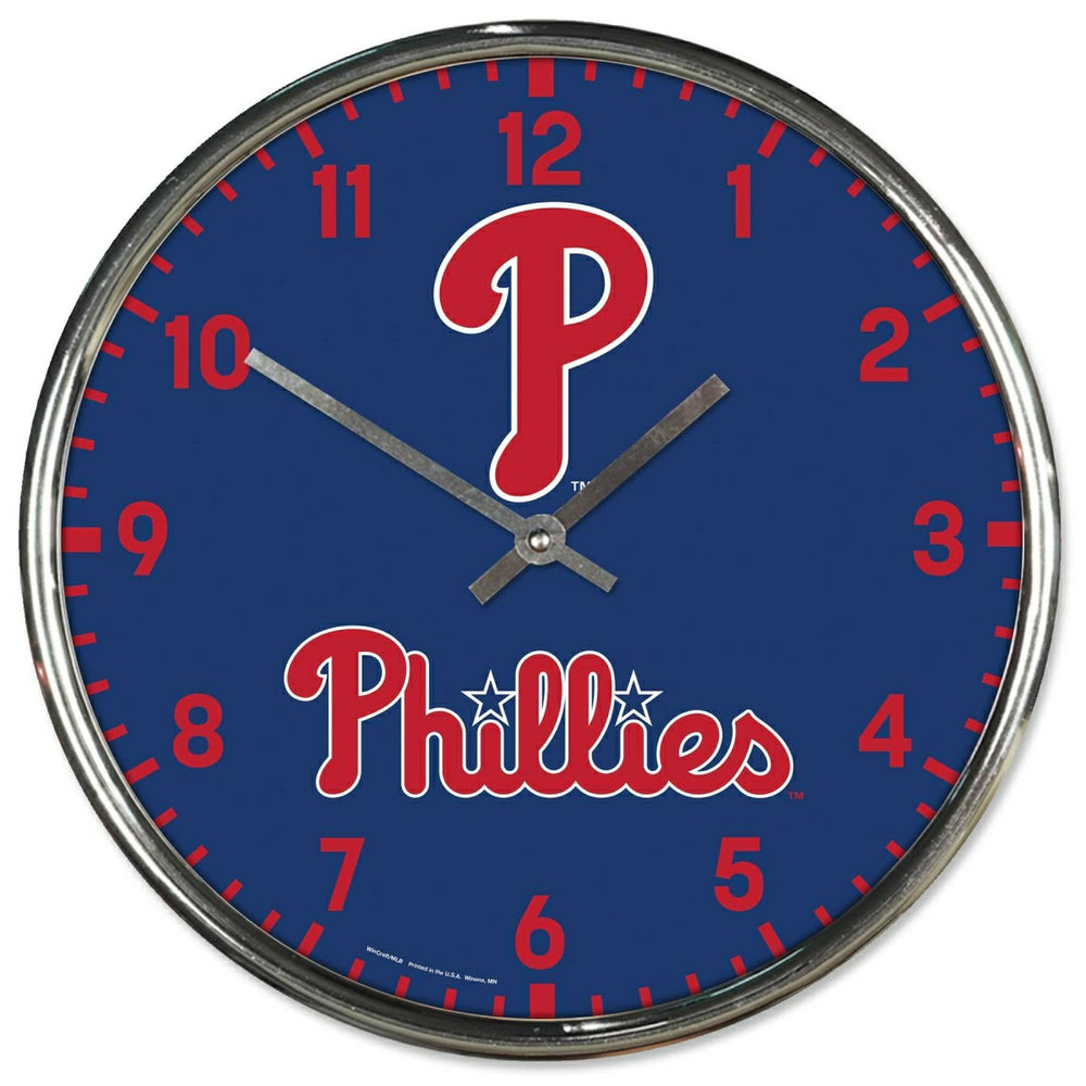 Philadelphia Phillies Chrome MLB Team Design Wall Clock Lifestyle