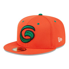 Greensboro Grasshoppers MiLB Batting Practice Authentic 59FIFTY Fitted Cap Orange Fashion