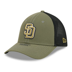 San Diego Padres 2026 MLB Armed Forces 39THIRTY M-Crown Flex Cap Olive Taass sale