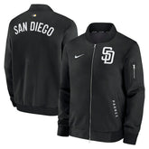 San Diego Padres 2026 MLB Authentic Dugout Bomber Jacket Black Taass for sale