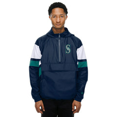 Seattle Mariners MLB Quarter Zip Windbreaker Jacket Navy Taass US