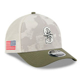 Seattle Mariners 2025 MLB Armed Forces 9FORTY M-Crown A-Frame Snapback Cap Lifestyle