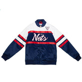 New Jersey Nets Mitchell & Ness Script Heavyweight Satin NBA Jacket Taass sale