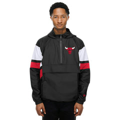 Chicago Bulls NBA Quarter Zip Windbreaker Jacket Black Taass for sale