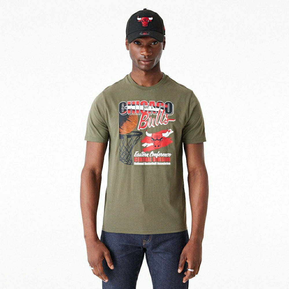 Chicago Bulls Player New Era NBA T-Shirt Olive Taass US
