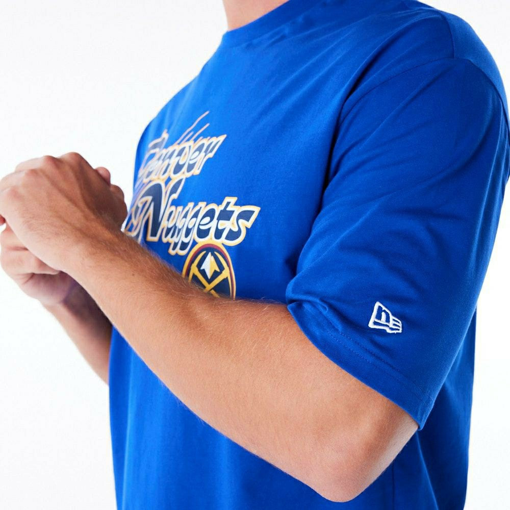 Denver Nuggets Script New Era Oversized NBA T-Shirt Blue Taass for sale