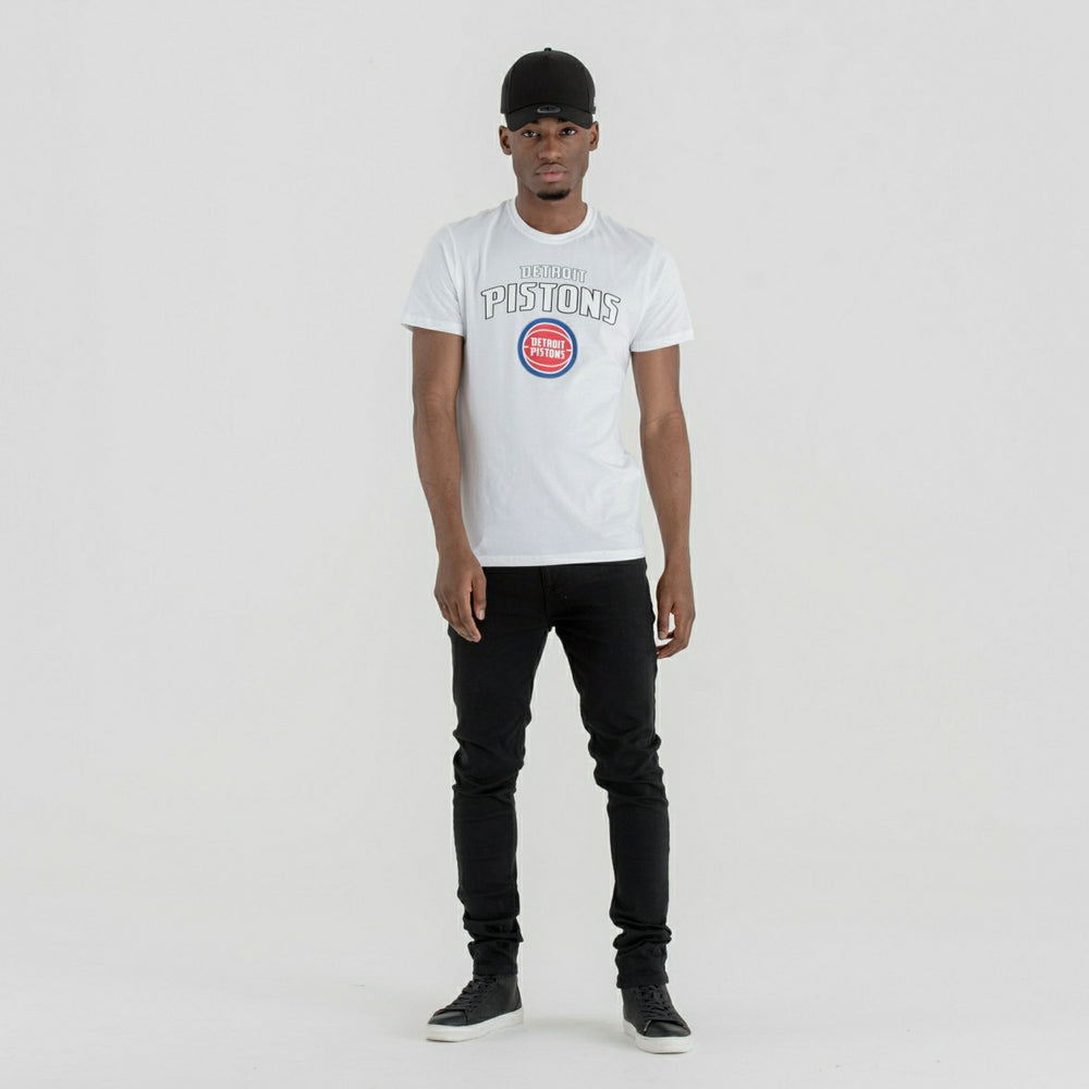 Detroit Pistons Team Logo New Era NBA T-Shirt White Taass for sale