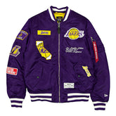 Los Angeles Lakers Alpha Industries MA-1 NBA Bomber Jacket Taass for sale