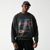 Los Angeles Lakers Washed Oversized NBA Crew Neck Sweater Dark Gray Lifestyle