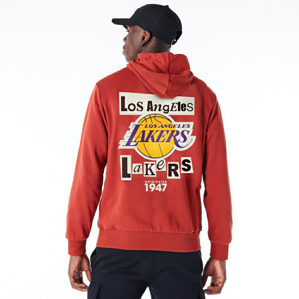 Los Angeles Lakers Newspaper Script New Era NBA Hoodie Red Taass sale