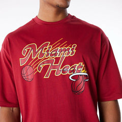 Miami Heat Script New Era Oversized NBA T-Shirt Red Taass US