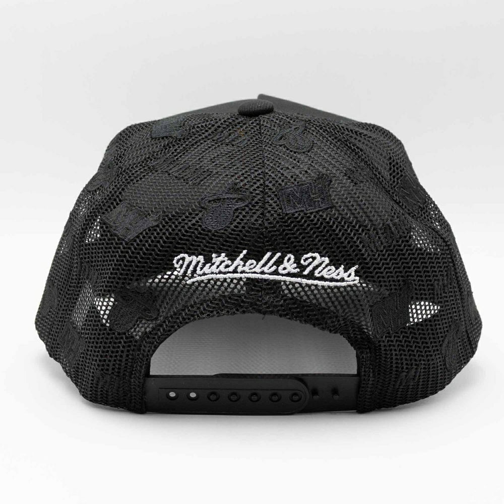 Miami Heat Mitchell & Ness Monogram NBA Trucker Cap Black Lifestyle