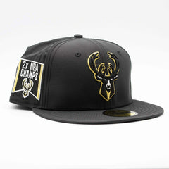Milwaukee Bucks 2x NBA Champs Ripstop 59FIFTY Fitted Cap Black Taass for sale