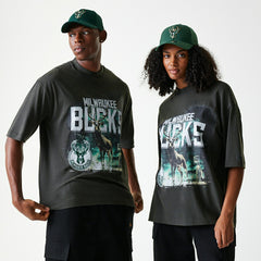 Milwaukee Bucks New Era Washed NBA T-Shirt Dark Gray Taass US