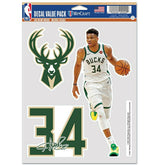 Giannis Antetokounmpo #34 Milwaukee Bucks Player NBA Decals Set (3 Pcs.) Classic