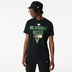 New Era Milwaukee Bucks Team Graphic Basketball T-Shirt Black Taass sale