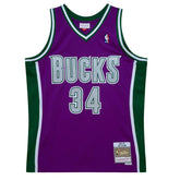 Ray Allen #34 Milwaukee Bucks 2001-02 Mitchell & Ness Swingman NBA Jersey Purple Taass sale