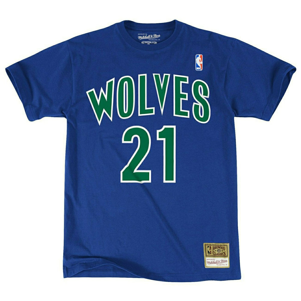 Kevin Garnett #21 Minnesota Timberwolves Mitchell & Ness NBA Tee Blue Fashion
