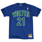 Kevin Garnett #21 Minnesota Timberwolves Mitchell & Ness NBA Tee Blue Fashion