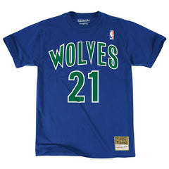 Kevin Garnett #21 Minnesota Timberwolves Mitchell & Ness NBA Tee Blue Fashion