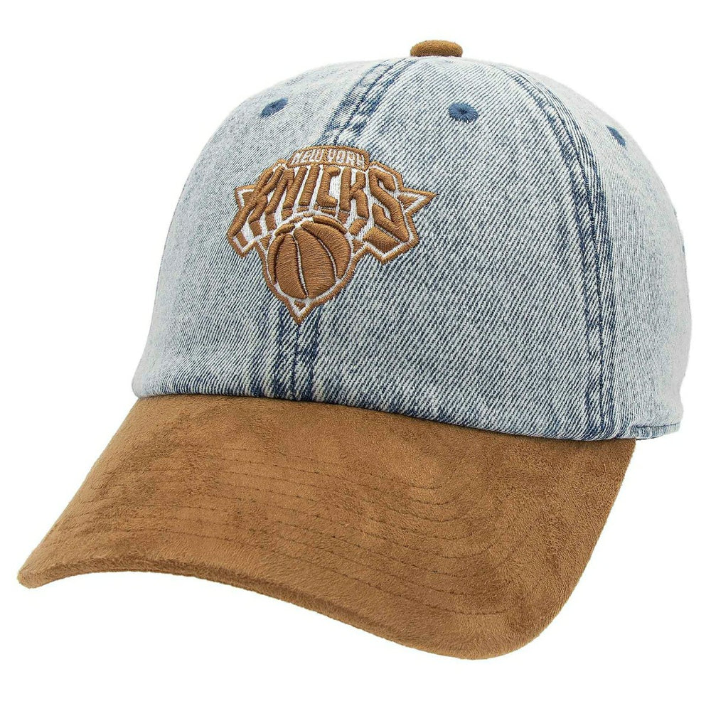 New York Knicks Denim Suede 1904 Strapback NBA Cap Blue/Brown Lifestyle