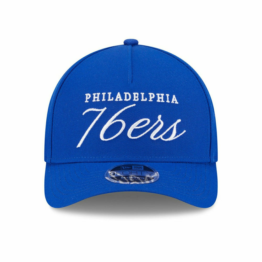 Philadelphia 76ers 2025 NBA Draft 9FORTY M-Crown A-Frame Snapback Cap Blue Lifestyle