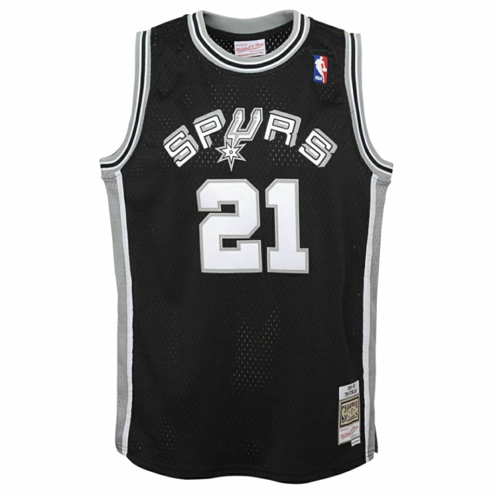 Tim Duncan #21 San Antonio Spurs 1998-99 Youth Swingman NBA Jersey Black (YOUTH) Fashion