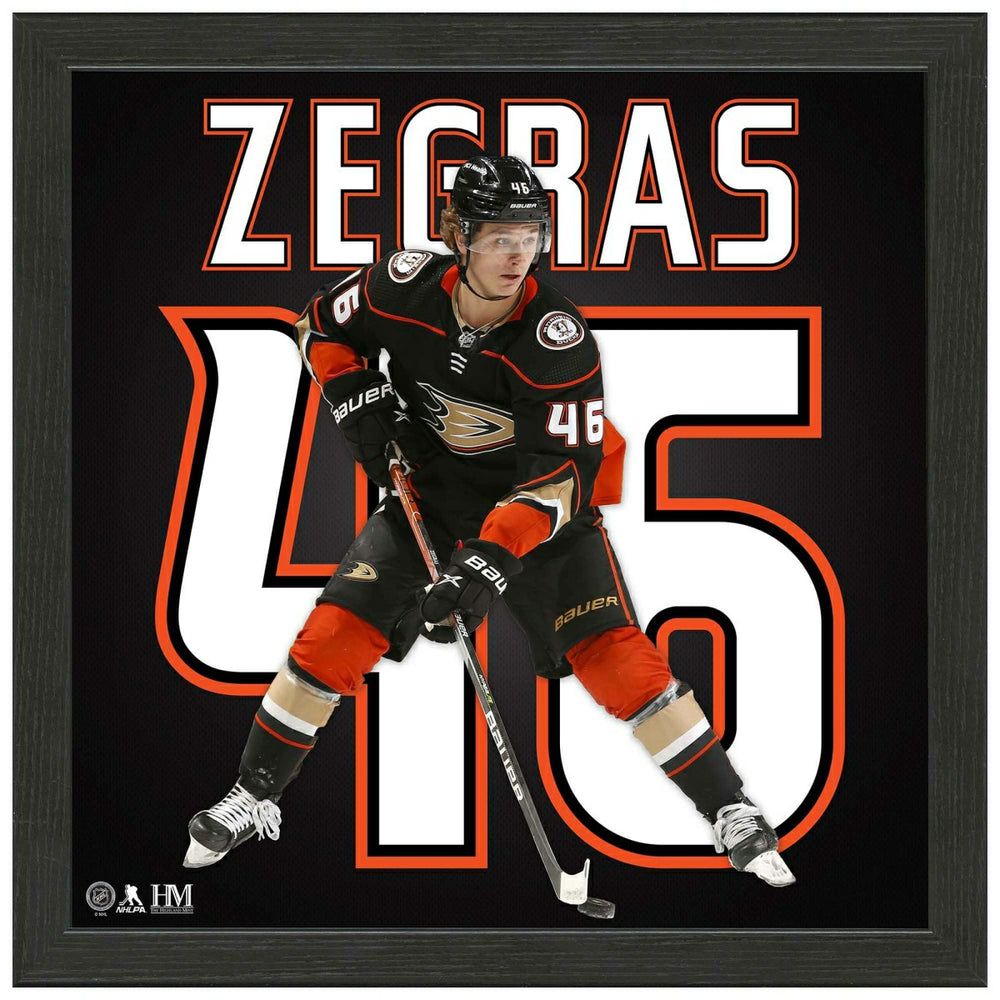 Trevor Zegras #46 Anaheim Ducks Impact Jersey Framed NHL Photo Classic