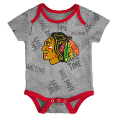 Chicago Blackhawks Game Time NHL Baby Bodysuit Set (3-Piece) Fashion