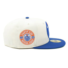 Edmonton Oilers Inaugural Season New Era 59FIFTY Fitted NHL Cap Chrome Taass for sale