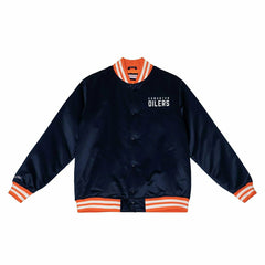 Edmonton Oilers Heavyweight Satin Mitchell & Ness NHL Jacket Navy Classic