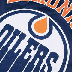 Edmonton Oilers Heavyweight Satin Mitchell & Ness NHL Jacket Navy Classic